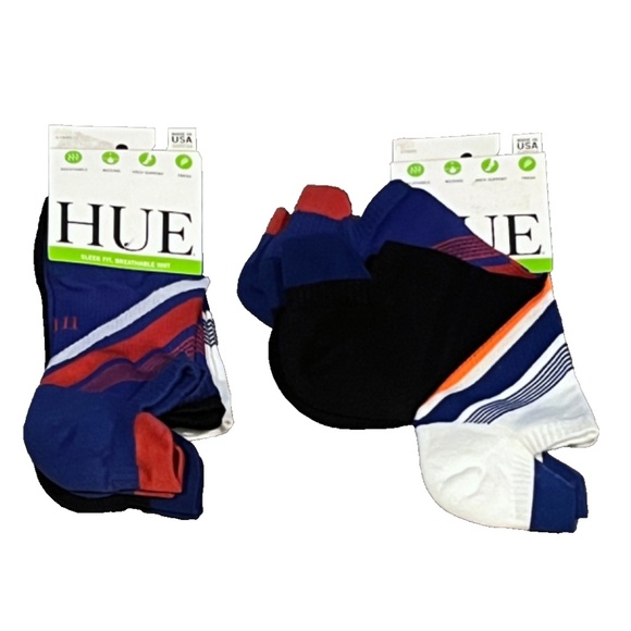 NEW Hue Women's 2- 3 Packs Air Sleek Tab Cushion Socks, Black/White/Blue - Picture 1 of 12